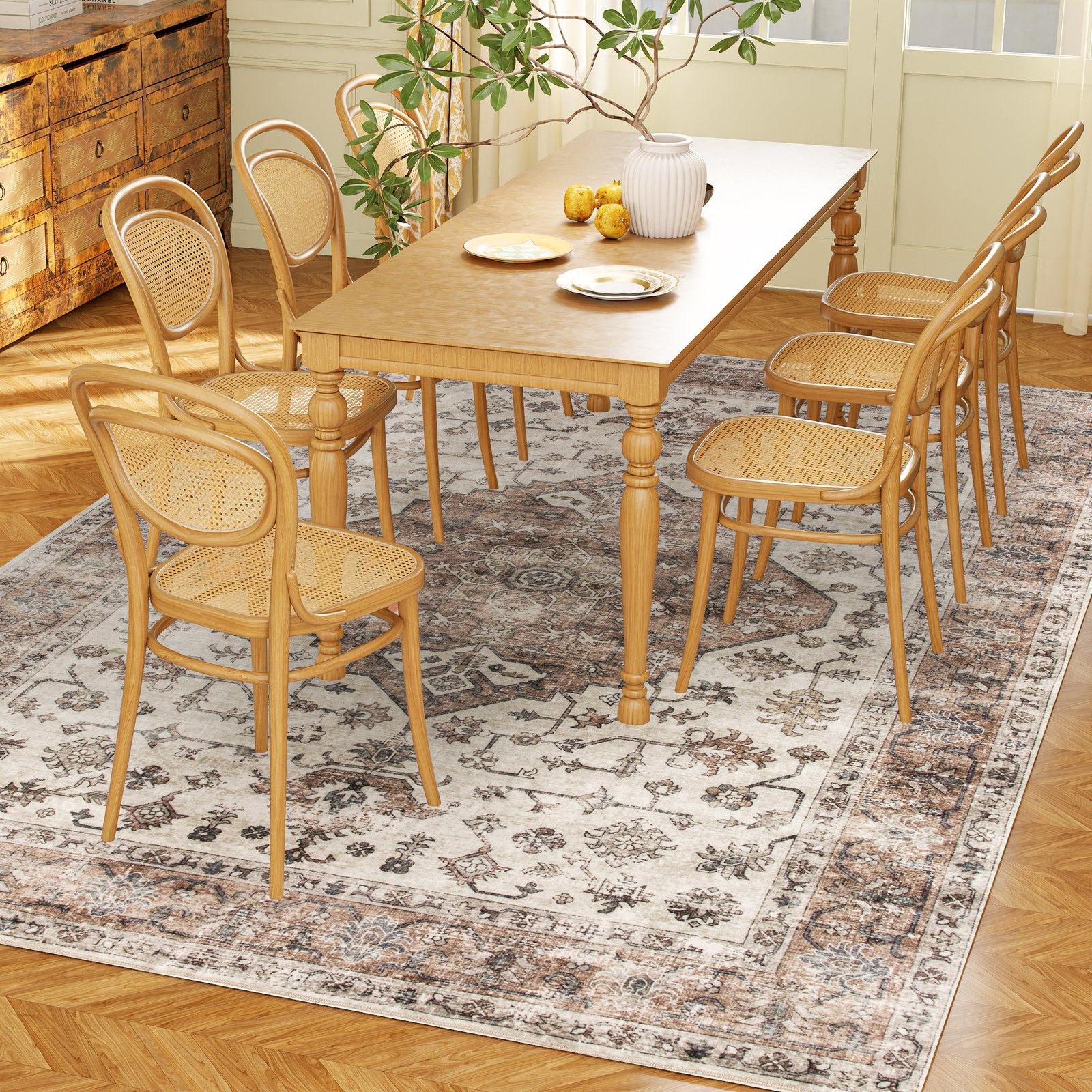 5x7 Area Rug, Vintage Machine Washable Rug, Non-Slip Floor Carpet For Living Room, Bedroom, Dining Room,brown - Image 6