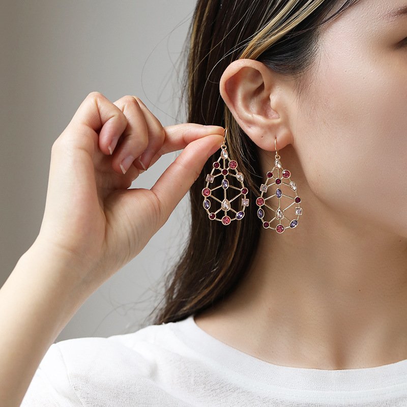 Fashion Colorful Rhinestone Special-shaped Earrings - Image 6