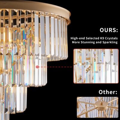 24  Contemporary Crystal Modern Chandeliers Crystal Ceiling Chandelier 4 Tier Golden Chandelier Lighting For Dining Room Living Room Bedroom  Bulbs Not Included