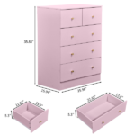 25.98inx15.75inx35.83in  LxWxH  4-Tier 5-Drawer Cabinet Drawer Dresser With Gold Handles Macaron