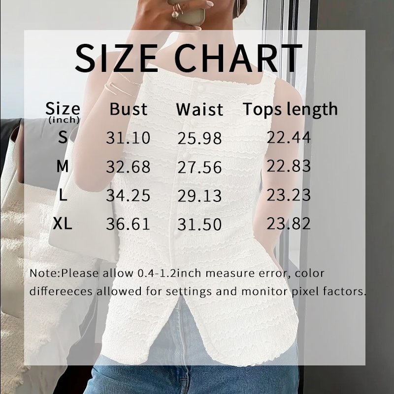 Womens Trendy Square Neck Button Up Vest Top Y2k Going Out Tank Tops - Image 2