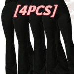 4pcs High-Waisted Flare Sharkskin Leggings Slim Fit, Lightweight & Sculpting Yoga Pants