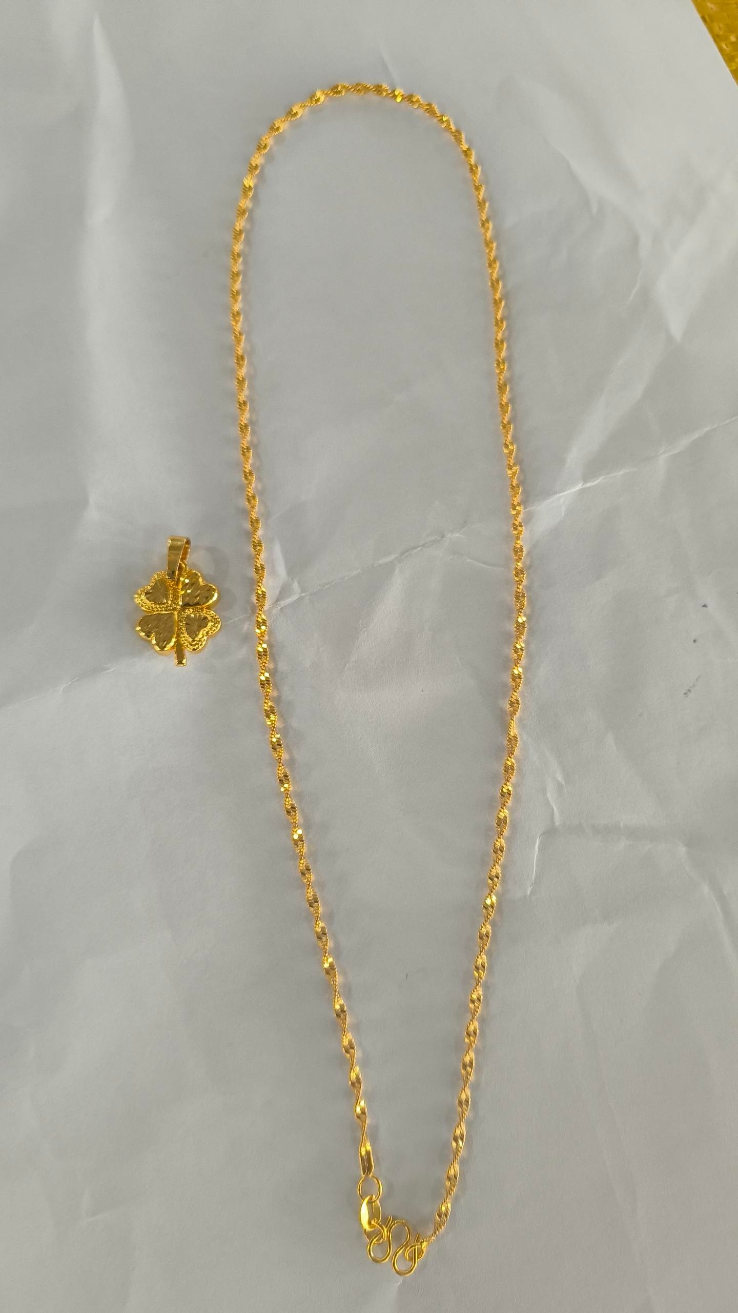 Gold-plated Brass Pendant Necklace For Women, Water Wave Textured Collarbone Chain - Image 8