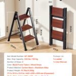 3 Step Ladder, Folding Step Stool With Wide Anti-Slip Pedal And Comfort Handgrip, Lightweight 330 Lbs Capacity Portable Aluminum Plant Support, Multi-Use For Adults, Home Repairing, Cleaning