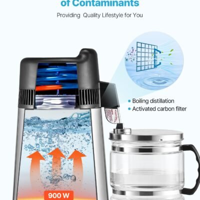 6L Water Distiller Home Countertop Purifier Machine 900W Stainless Steel Glass