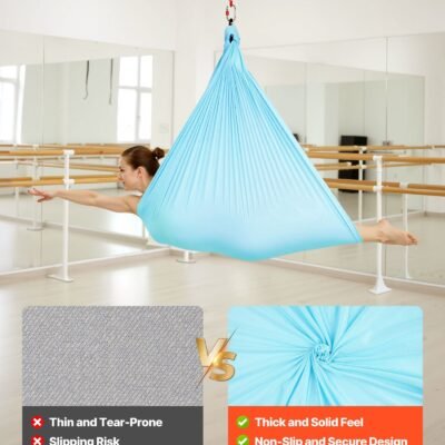 Aerial Yoga Hammock, Maximum 300 Lbs Load Aerial Silk, Yoga Swing With Nylon Fabric, Daisy Rope, PE Zipper Bag, Gymnastics Swings Suitable For Men And Women, Dual-Function Hammock & Swing