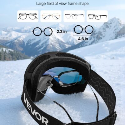 Ski Goggles, Cylindrical Lens With Orange Revo Coating, OTG Anti Fog Snow Goggles For Men Women Youth, TPU Frame & Ventilation Structure, Suitable For Skiing, Skating, Snowboarding, Cycling