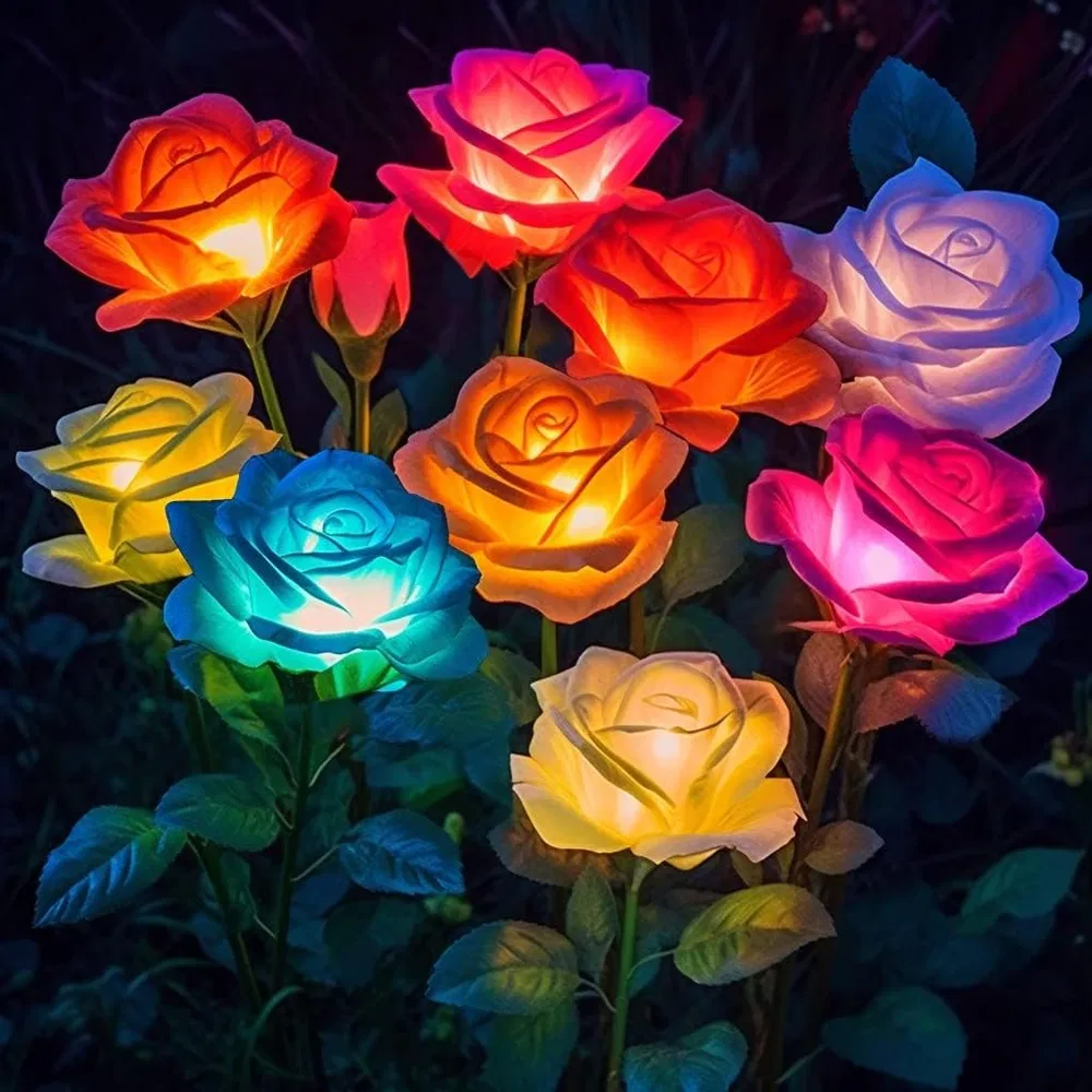 Solar Lights Outdoor Waterproof For Garden Decor, 4 Pack Solar Garden Lights For Outside, Outdoor Solar Lights For Yard With Solar Flowers Lights, Solar Powered Yard Decorations - Image 6