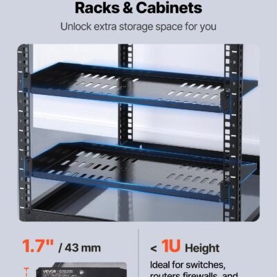 1U Server Rack Shelf, 4 PCS, 50 Lbs Max Load-Bearing Vented Cantilever, Wall Mount Or Rack Mount Shelf With Tray, 10 In Depth, Good Air Circulation For 19 Inch Cabinet Computer Network Equipment