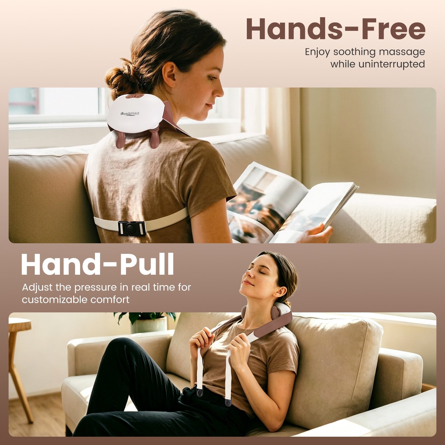 1Pc Human Like Neck Massager With Heat Cordless Neck Massager For Pain Relief Deep Tissue Shiatsu Massager For For Neck Shoulders Back Legs - Image 2