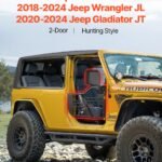 Jeep Tube Doors, 2-Door, Hunting Style Jeep Tubular Door With Heavy-Duty Hinges & OE Latch, Jeep Doors With Rear View Mirrors, Fit For 2018-2024 Jeep Wrangler JL & 2020-2024 Jeep Gladiator JT