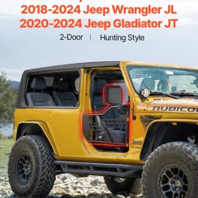 Jeep Tube Doors, 2-Door, Hunting Style Jeep Tubular Door With Heavy-Duty Hinges & OE Latch, Jeep Doors With Rear View Mirrors, Fit For 2018-2024 Jeep Wrangler JL & 2020-2024 Jeep Gladiator JT