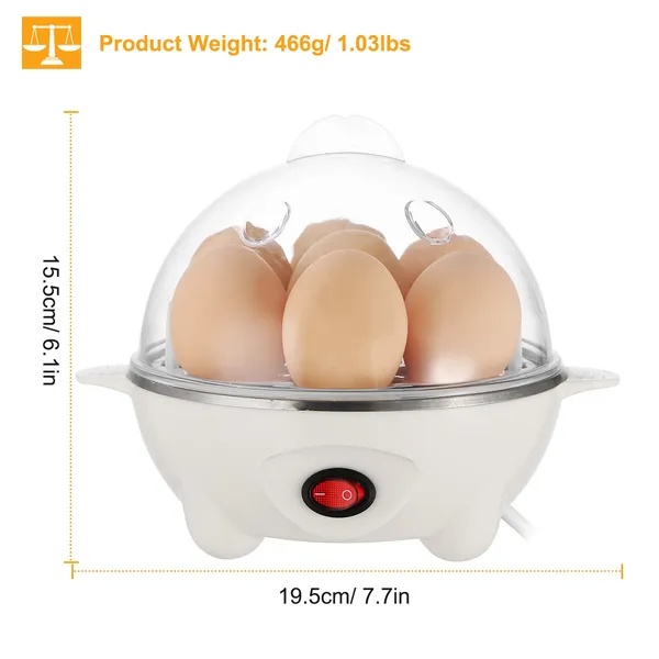 Electric Egg Cooker 7-Capacity BPA-Free Hard-Boiled Egg Maker W Auto-Off Measuring Cup - Image 3