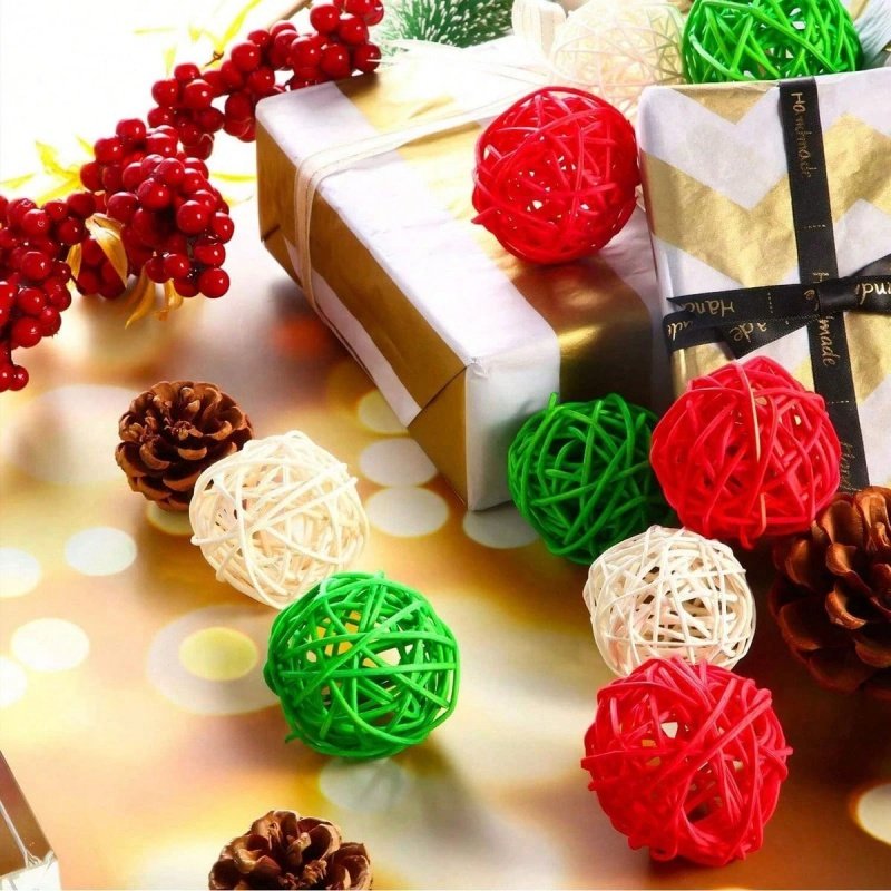 30 Pcs Christmas Rattan Balls Decorations Christmas Wicker Balls Decorative For Christmas Home Decor DIY Vase Bowl Filler Ornament Table Decoration - Image 8