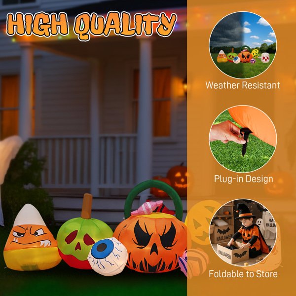 8FT Long Halloween Inflatables Pumpkins Eyeball Candy Outdoor Decorations, Blow Up Yard Decoration With Built-in LEDs Lighted For Lawn Garden Outside Indoor Decor - Image 10