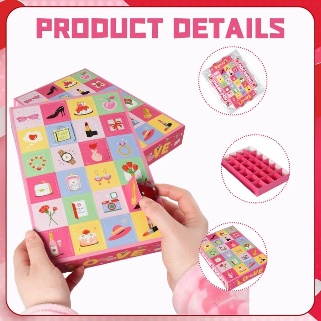 10 Valentine's Day Calendar Boxes With 24-day Countdown, Pink Gift Boxes DIY, 24-slot Empty Countdown Boxes, Suitable For Weddings And Valentine's Day Supplies —