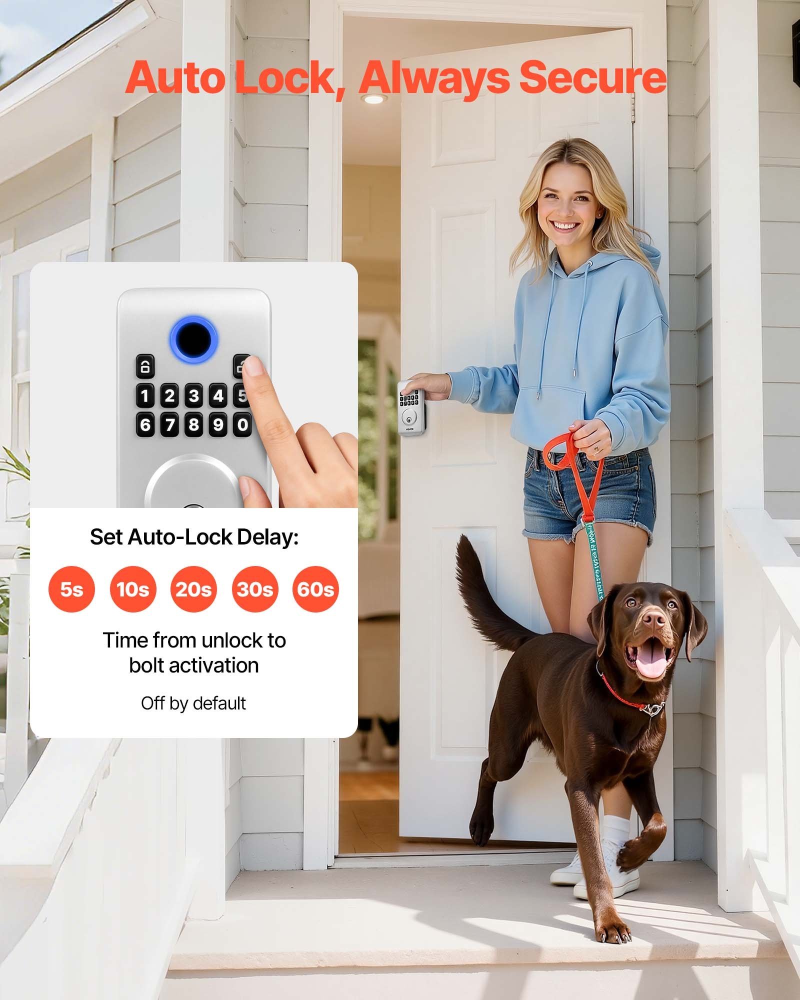 Keyless Entry Door Lock, Electronic Deadbolt With Customizable User Codes, Pioneering Easy-Grip Design, Keyed Entry, Auto Lock, Anti-Peeking Password, Backlit Keypad, For Home, Apartment, Silver - Image 2