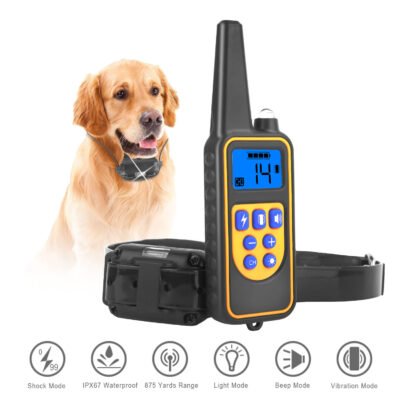 1Pc Dog Training Collar With Remote  IP67 Waterproof Pet Trainer 300mAh Rechargeable 875 Yard Remote Control 4 Modes Adjustable Level