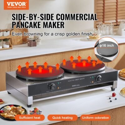 16-Inch Electric Crepe Maker Commercial Crepe Machine 3400W Double Head