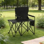 Oversized Camping Chair With Side Table And 2 Storage Pockets PU Coated Oxford Cloth For Camping, RV Trip Or Family Travel