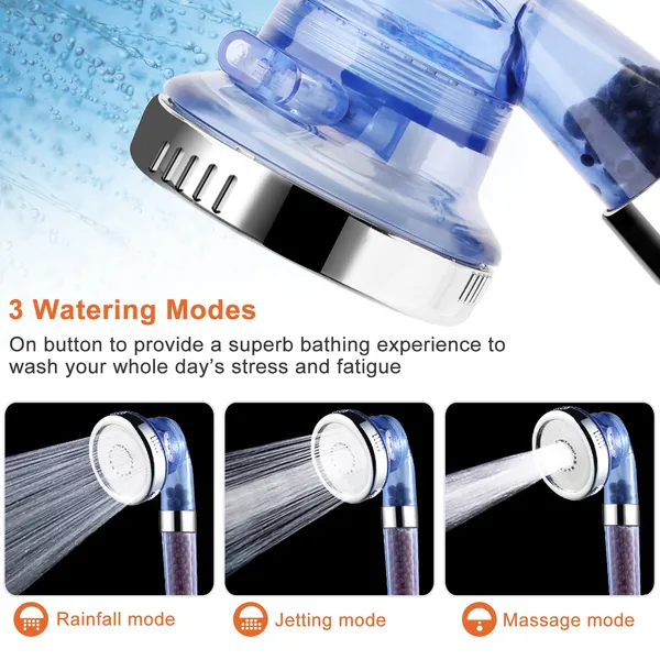 Ionic Filtration Shower Head High Pressure 3 Mode Stone Water Saving Bath Handheld Shower - Image 3