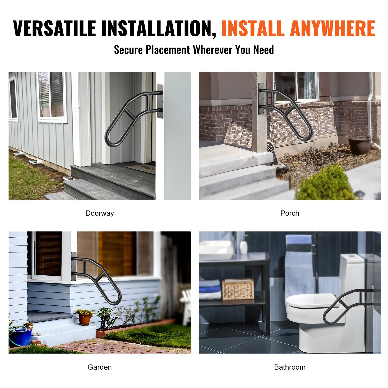 Handrails For Outdoor Steps 29 Wall Mount Safety Railings For 1-3 Steps - Image 5