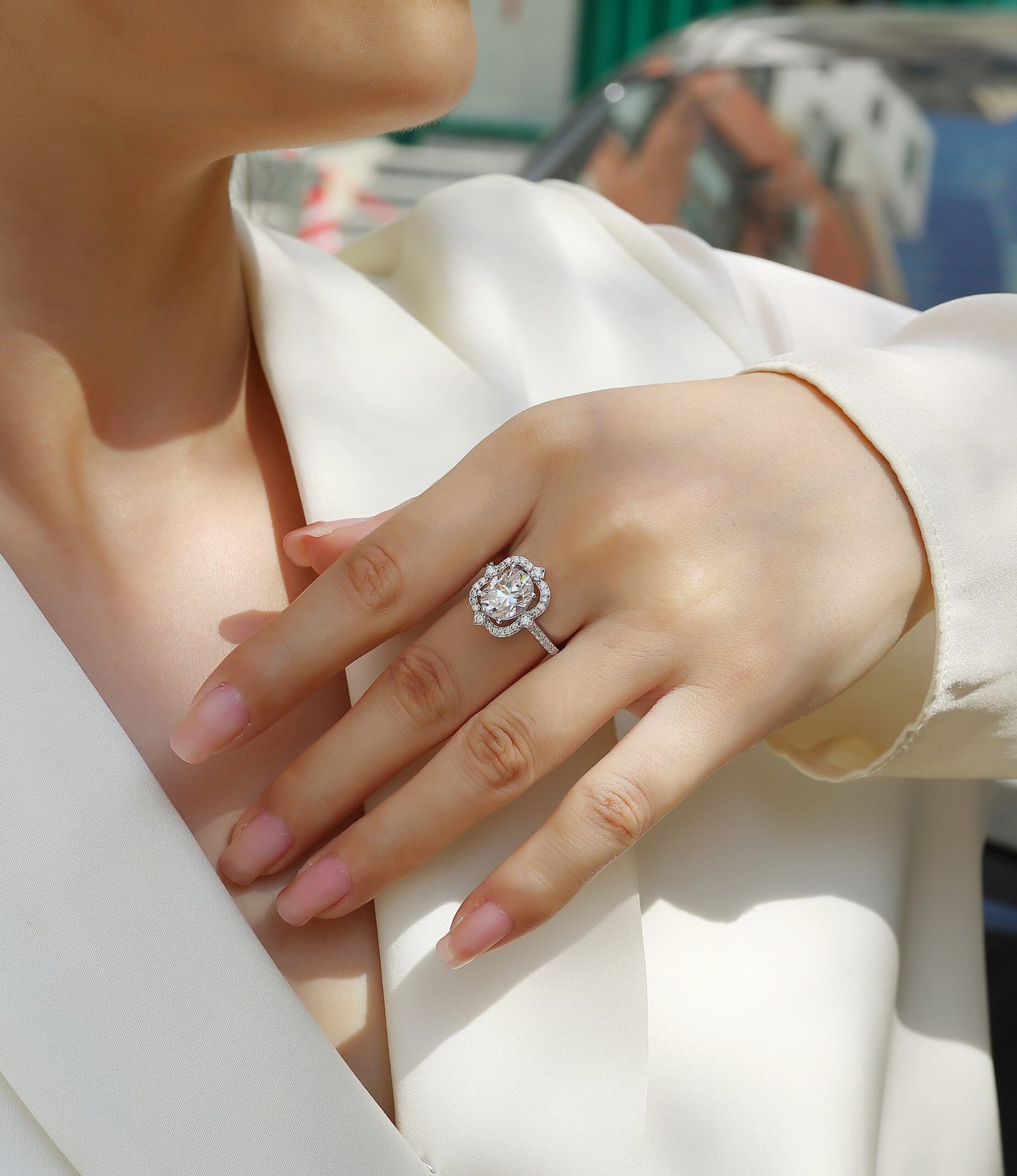 1Camellia - A Fashionable Jewelry Ring Set With Moissanite S925 Sterling Silver And Gold-plated Diamond Prohibit Tk Sales - Image 2