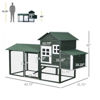 Wooden Chicken Coop, Hen House Outdoor With Run Nesting Box, Asphalt Roof, Removable Tray, Multiple Packages Shipped. Please Pay Attention To The Dimensions And Weight In The Details.
