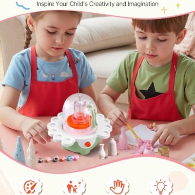 Mini Pottery Wheel, 2 In And 3 In Turntables, Adjustable Speed, Electric Clay Wheel For Kids And Beginners, Complete Pottery Set With Clay Sculpting Tools, Gift For Boys And Girls, Green