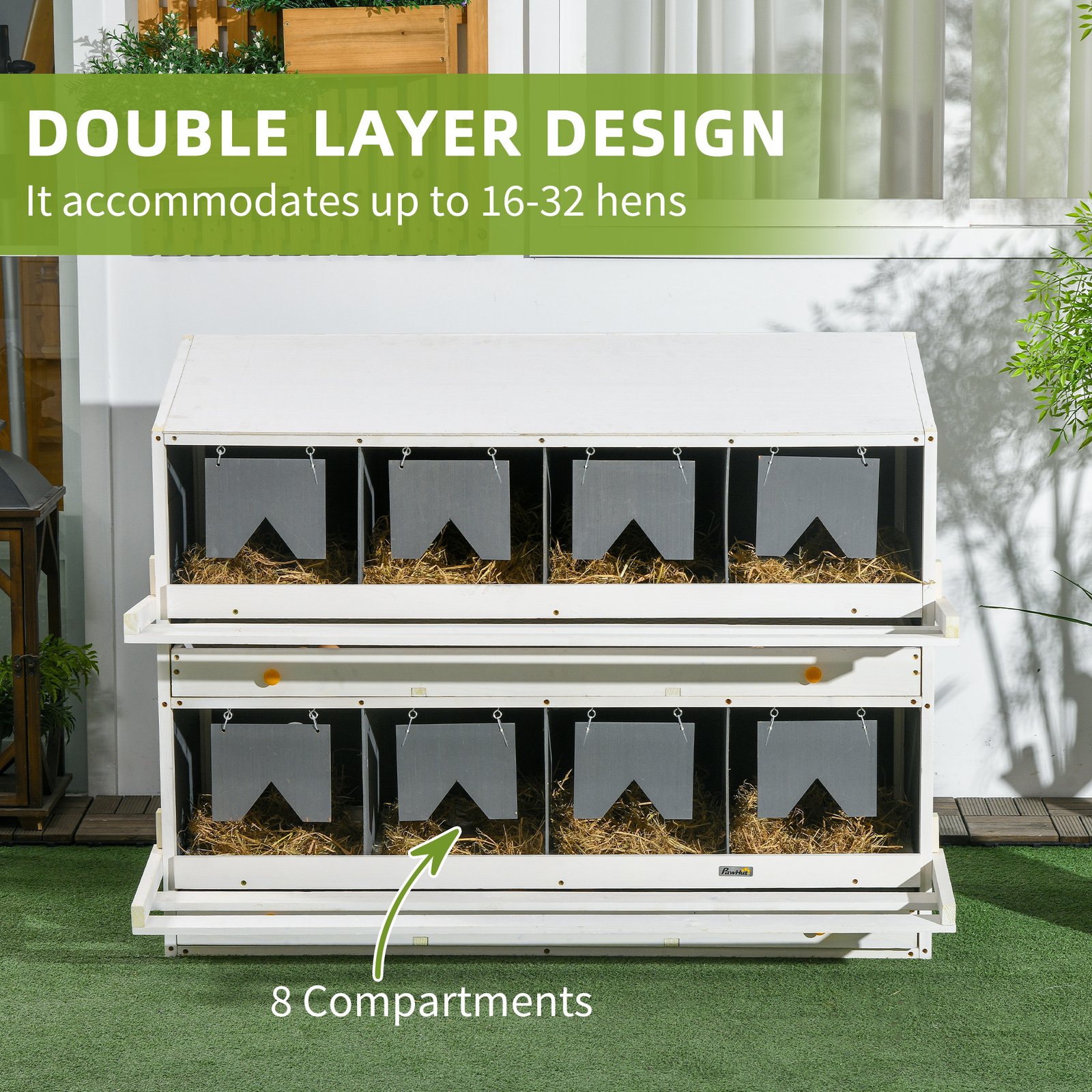 Chicken Nesting Box, 8 Compartment Wood Laying Boxes For Chicken Coop - Image 6