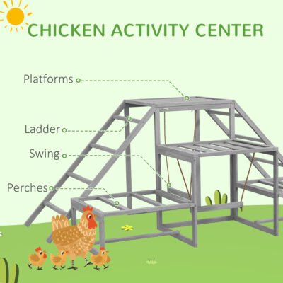 Chicken Roost Toys For Chickens Hens, Coop Accessories With Wood Stand, Ladder Platforms, For 10-15 Chickens