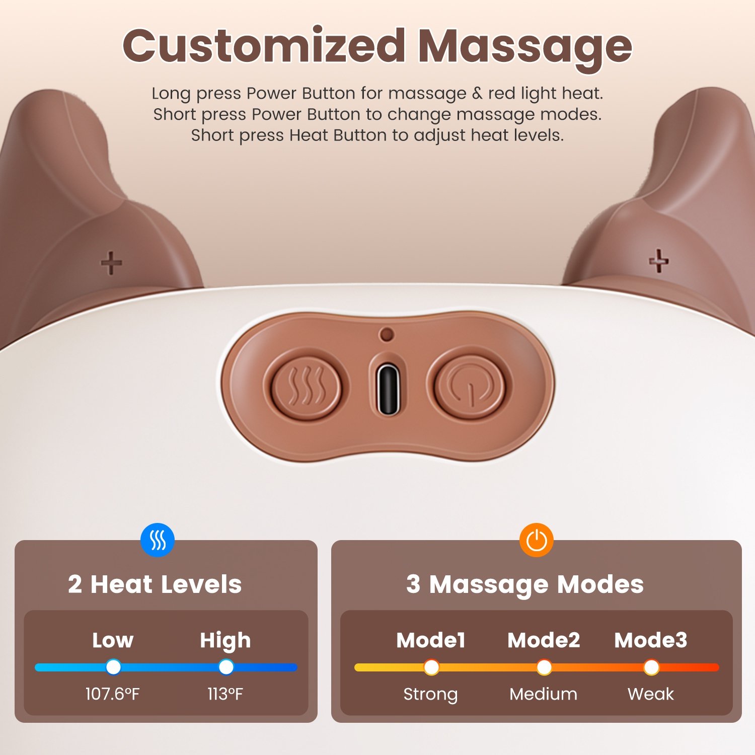 1Pc Human Like Neck Massager With Heat Cordless Neck Massager For Pain Relief Deep Tissue Shiatsu Massager For For Neck Shoulders Back Legs - Image 3
