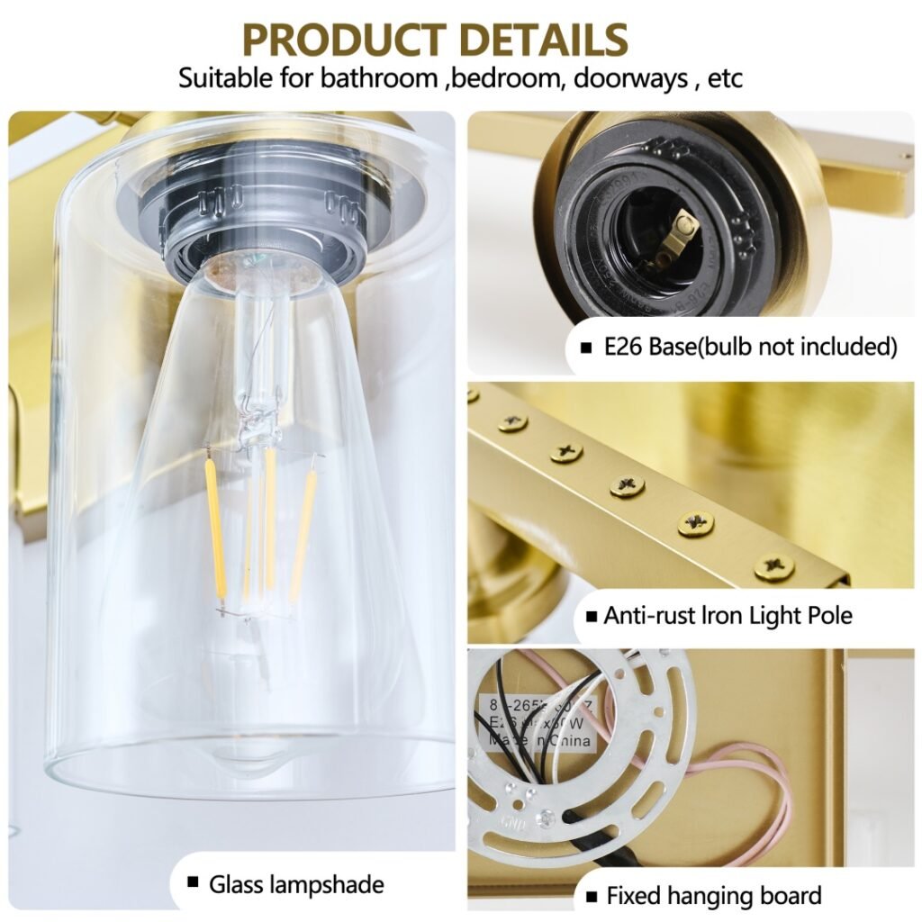 10 Light Gold Vanity Lights For Mirror, 52inch Modern Gold Bathroom Wall Lighting For Bedroom, Living Room —