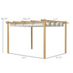 10' X 13' Retractable Pergola Canopy, Aluminum Pergola Sun Shade Shelter For Garden, Patio, Backyard, Deck, Cream