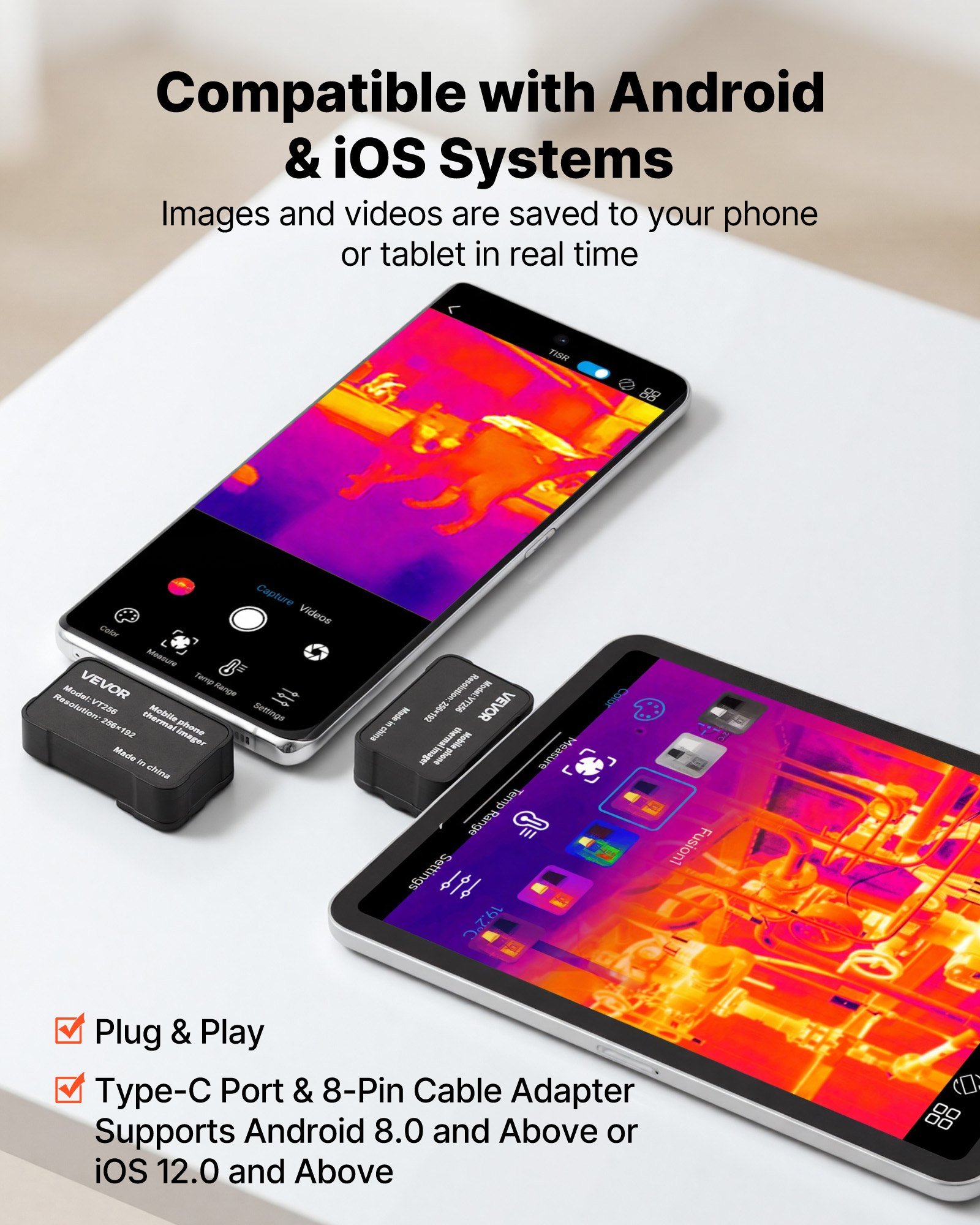 Thermal Imaging Camera For Android & IOS, 512 X 384 Super Resolution With Macro Lens, 25HZ Refresh Rate Infrared Thermal Imager For Smartphones Tablets, 256 X 192 IR Resolution, -4°F To 1022°F - Image 2