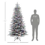 7.5ft Snow Flocked Artificial Christmas Tree, Pre-Lit Christmas Tree With 500 LED Lights And 1264 Branch Tips, Green