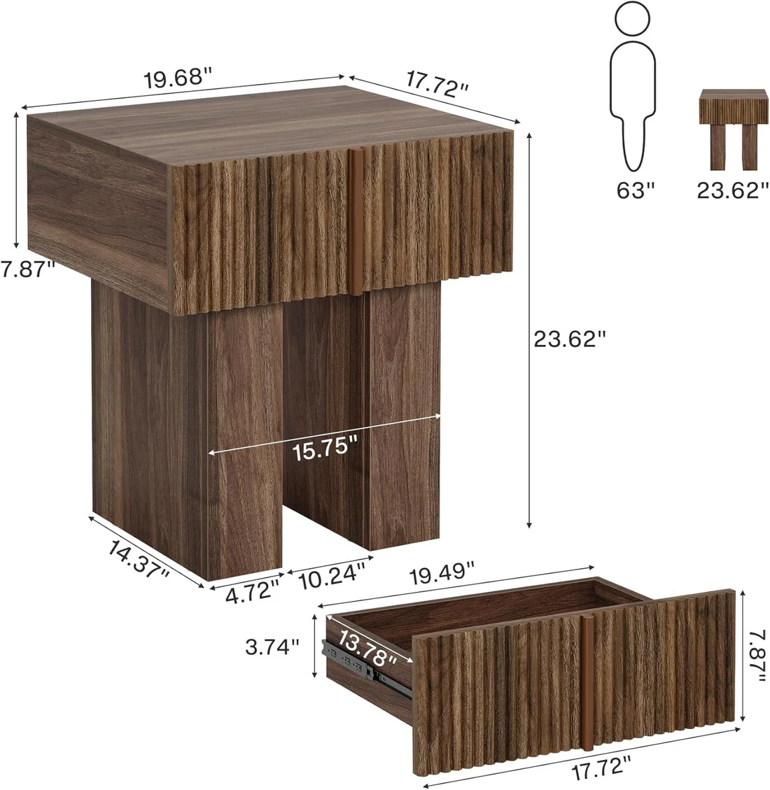 Bedside Table,Storage Nightstand - Image 2