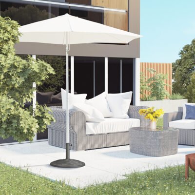 22" 42 Lbs Round Resin Umbrella Base Stand Market Parasol Holder With Beautiful Decorative Pattern & Easy Setup, For Φ1.5", Φ1.89" Pole, For Lawn, Deck, Backyard, Garden, Bronze