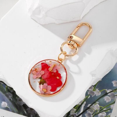 Handmade Resin Pressed-Flower Keychain