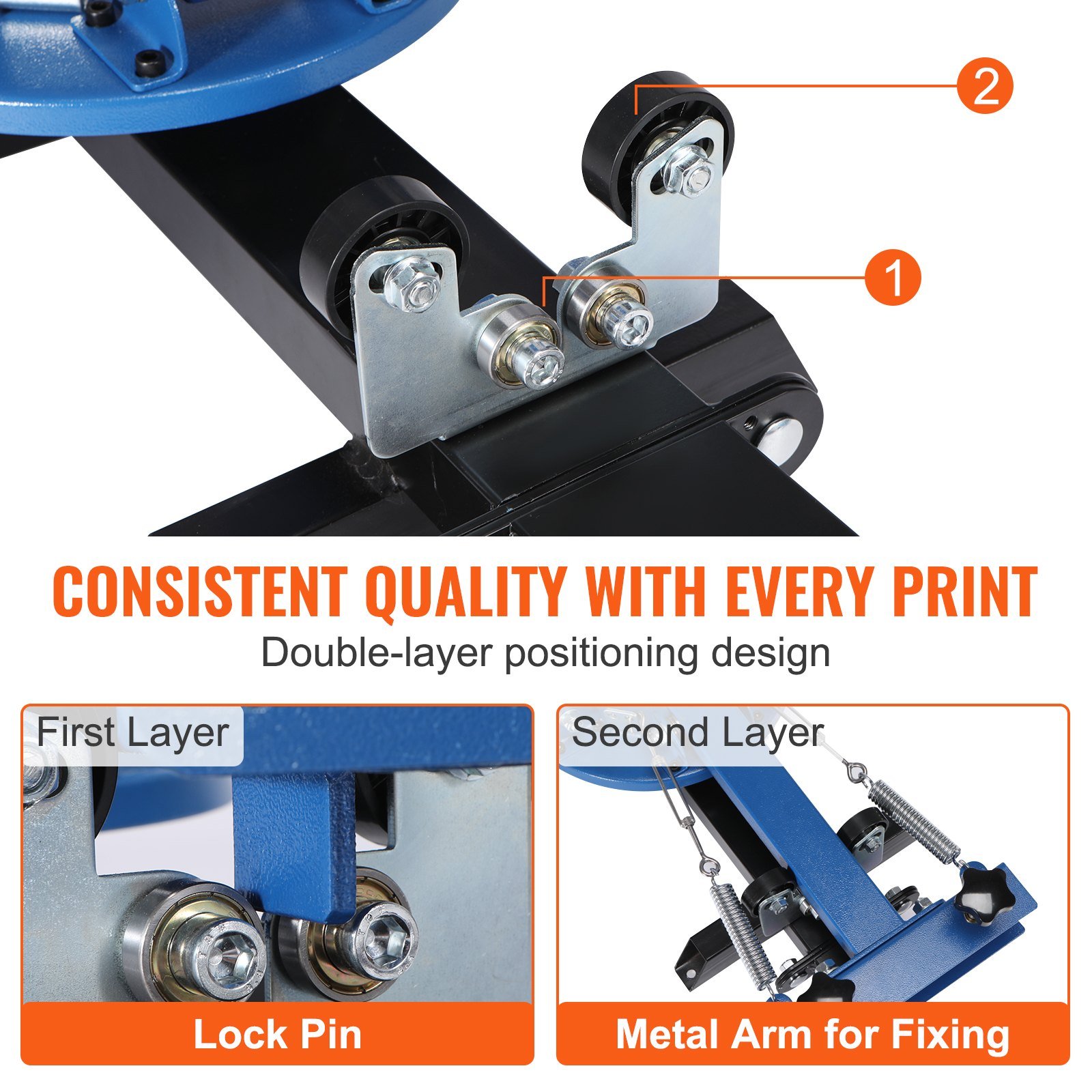 VEVOR Screen Printing Machine, 4 Color 4 Station Rotable Silk Screen Printing Press, 21.2x17.7in Screen Printing Press, Double-layer Positioning Pallet For T-shirt DIY Printing - Image 3