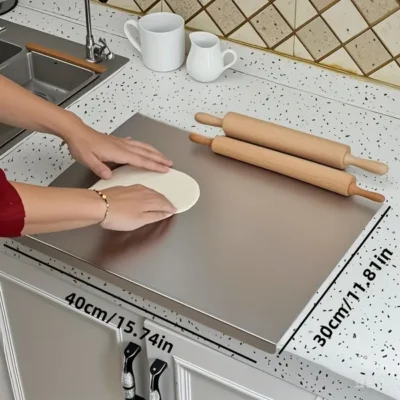 Stainless Steel Cutting Board For Kitchen - Large 304 Chopping Boards With Lid And Non-Slip Pad For Countertop, Suitable For Meat Vegetables Bread And Baking,Kitchen Accessories,