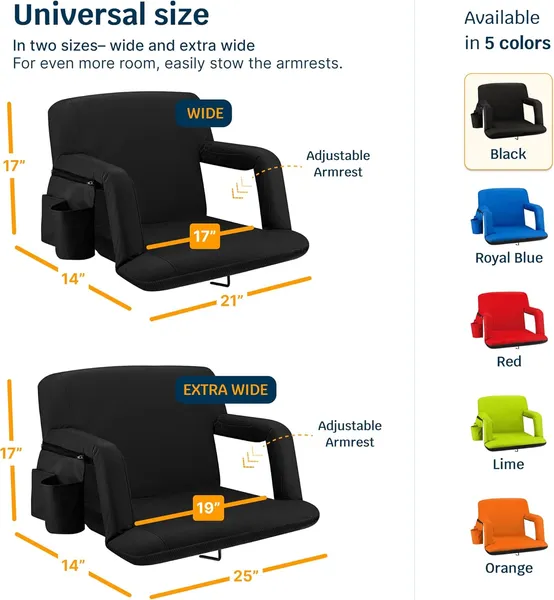 Alpcour Premium Reclining Stadium Seat For Bleachers With Back Support - Image 4