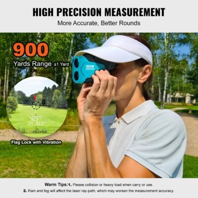 Golf Rangefinder, 900 Yards Laser Golfing Hunting Range Finder, 6X Magnification Distance Measuring, Golfing Accessory With External Magnet Mount, High-Precision Flag Lock, Slope, And Batteries