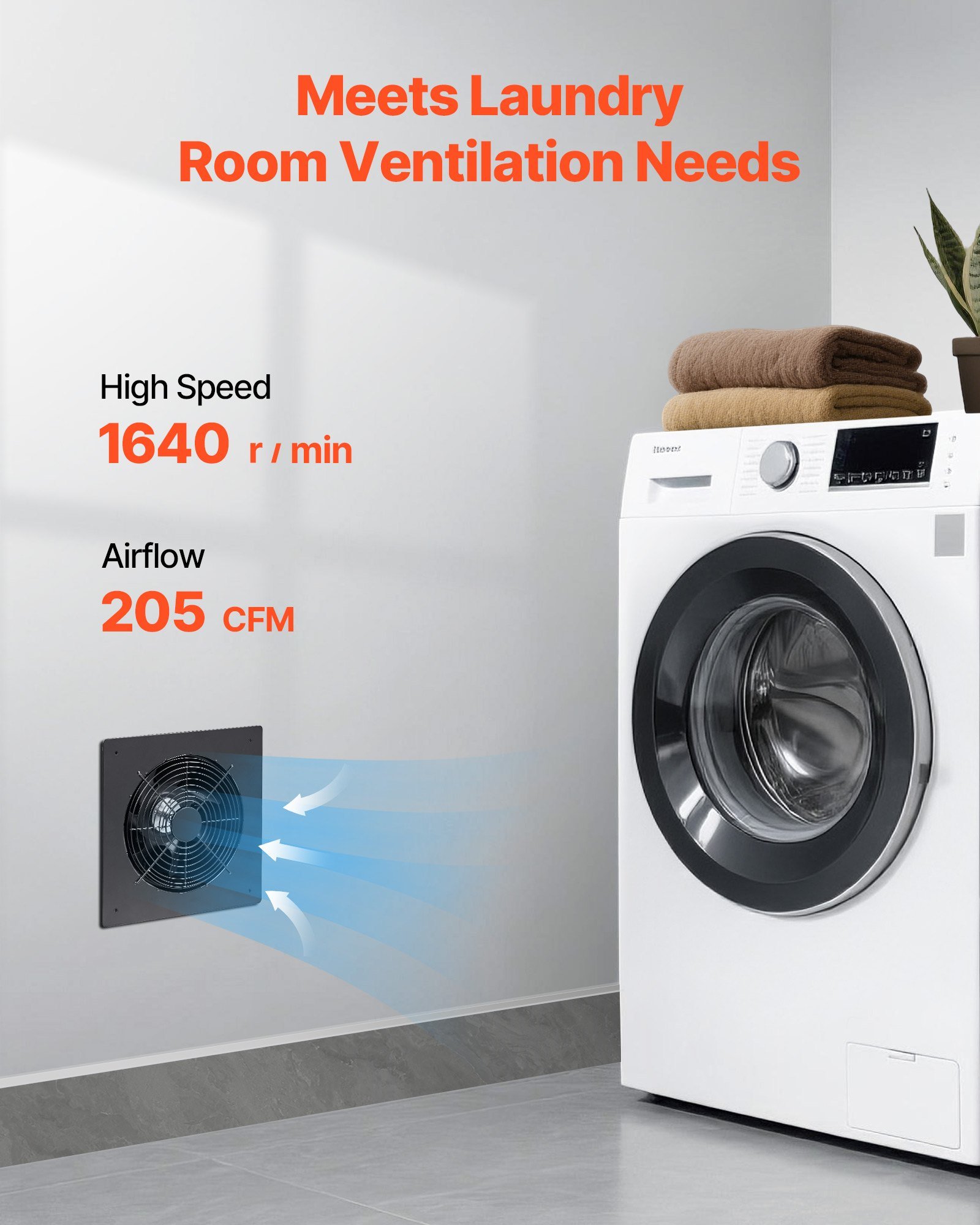 6 Inch Through-The-Wall Ventilation Fan, 205 CFM Through Wall Exhaust Fan With AC Motor, Quiet Vent Easy Installation For Bathroom,Garage,Laundry Room,Storage Room Air Exchanger - Image 4