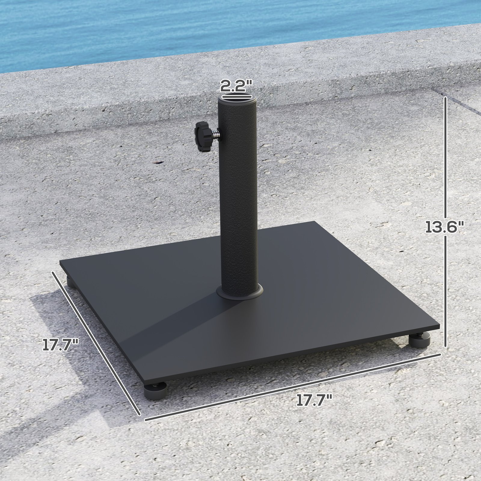 Square Patio Umbrella Base, 29 Lbs Metal Umbrella Stand Base With Adjustable Foot Pads, Heavy Duty Patio Umbrella Holder For 1.51.9 Umbrella Poles For Outdoor, Lawn, Poolside, Black - Image 2