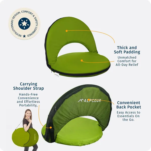 Alpcour Reclining Stadium Seat - Waterproof, 6-Position Comfort For Outdoor Use - Image 3