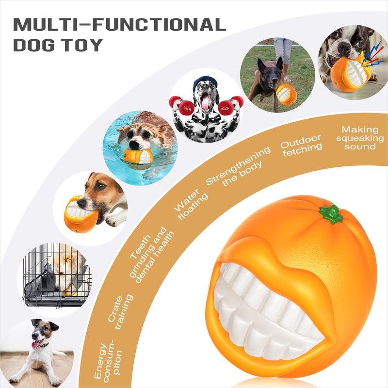 PROKEl Dog Toys Squeak Chew Toys Tough Ballfor Medium Large Extra Aggressive ChewersringDogs Breed Interactive Enduring IndestructibleSqueaky Toy Training Fetch Orange Plainindestructible Dogtoy Squea - Image 2