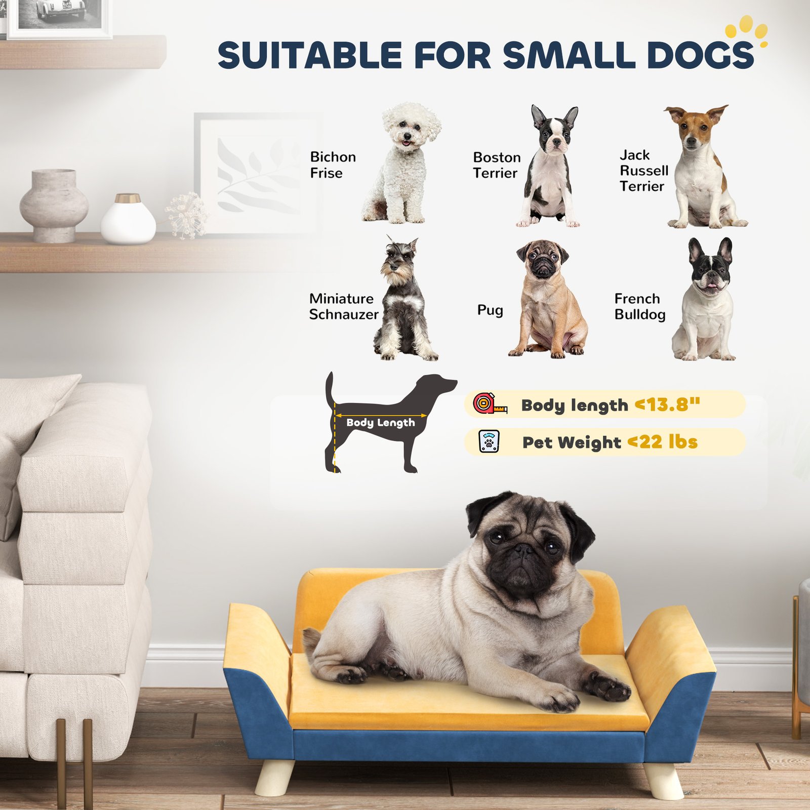 Dog Sofa Bed With Soft Cushion, Washable Cover , Orange - Image 3