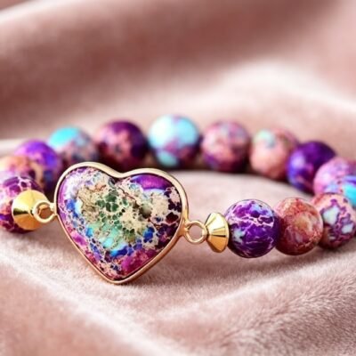 Heart-shaped Double-layer Woven Bracelet, European And American Style Natural Stone Adjustable Bracelet