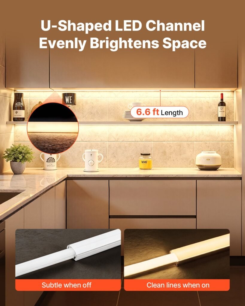 10-Pack 6.6 Ft/2M U Shape LED Aluminum Channel, With Milky Cover, End Caps And Mounting Clips, Aluminum Profile For LED Strip Light Installations, Easy Installation, For Under Cabinet Counter —